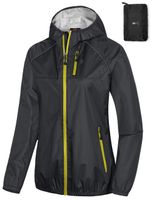 Little Donkey Andy Women's Waterproof Cycling Bike Jacket with Hood, Running Rain Jacket, Windbreaker, Ultralight Packable Black Size L