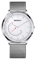BERNY Hybrid Smart Watch Couple Watch for Men and Women, Pedometer Calories Monitor Fitness Tracker with SOS Function, Compatible with iPhone and Android (Silver, Male)