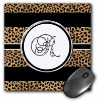3D Rose"Elegant Cheetah Animal Print Monogram Letter R" Matte Finish Mouse Pad - 8 x 8" - mp_180687_1