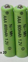 40 Green Pieces AAA 600mAh Ni-Mh Rechargeable Batteries