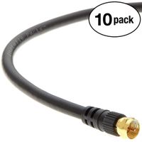 InstallerParts (10 Pack) 6 ft F-Type Screw-on RG6 Cable Black Gold Plated