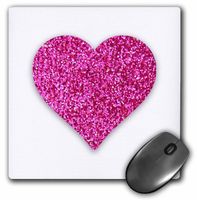 3dRose LLC 8 X 8 X 0.25 Inches Mouse Pad Hot Pink Heart Made From a Glitter Photo Graphic Not Actual Glitter (Mp_184878_1)