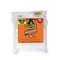 Gorilla Hot Glue Sticks, Full Size, 4" Long x .43" Diameter, 45 Count, Clear, (Pack of 1)