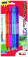 Pentel R.S.V.P. RT Colors New Retractable Ballpoint Pen, Medium Line, Assorted Ink Colors, 4 Pack  (BK93CRBP4M)