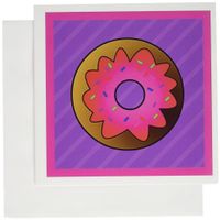 3dRose Cute Donut with Pink Frosting and Sprinkles 6 x 6 Inches Greeting Cards, Set of 12 (gc_43173_2)