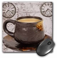 3Drose LLC 8 X 8 X 0.25 Inches Mouse Pad, Coffee Time Vintage Stop Watches Art (Mp_110231_1)