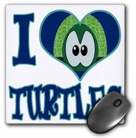 3dRose LLC 8 x 8 x 0.25 Inches Mouse Pad, I Heart Love Turtles Cartoon (mp_102156_1)