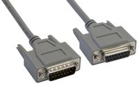 Amphenol CS-DSSMDB15MF-050 15-Pin DB15 D-Sub Cable, Shielded, Male/Female, 50', Gray