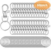 60pcs Key Chain Clip Hooks Swivel Clasps Lanyard Snap Hooks with Split Key Rings