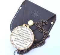 NEOVIVID Be Strong and Courageous Engraved Compass, Confirmation Gift Ideas, Baptism Gifts