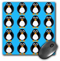 3dRose LLC 8 x 8 x 0.25 Inches Mouse Pad, Cute Penguin Blue Print (mp_6108_1)