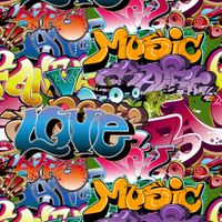 KonPon 8x8ft Seamless Graffiti Wall Backdrop Hip Hop Alphabet Photo Photography Backdrops Vinyl Backdrop for Studio Prop Photo Wedding Background KP-149