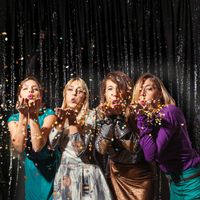 PartyDelight 20Ft X 10FT Black Non-Transparent Satin Sequin Backdrop Curtain for Party Wedding Christmas Photography.(20X10,Black)