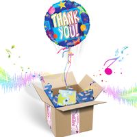 THANK YOU INFLATED HELIUM BALLOON APPRECIATION GIFT PACKAGE | Includes Coordinating Customizable Greeting Card | Floats out of the Box and Plays a Happy Jingle When Opened
