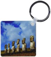 3dRose Chile, Easter Island, moai statues at Ahu Akivi - SA05 RER0054 - Ric Ergenbright - Key Chains, 2.25 x 4.5 inches, set of 2 (kc_85940_1)