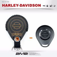 2M2 Leather Key Fob Holder Case Cover KEY RING for Harley Davidson Motorcycles Black Thread