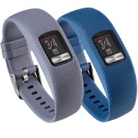 Vivofit 4 Sport Bands Large/Small,TenCloud 2 in 1 Bundle Adjustable Replacement Silicone Wrist Band w/Hardware Buckle for Garmin vivofit 4 Tracker (Gray,Dark Blue, Small (4.7 in-7.5 in))