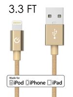 Volts Lightning Cable [Apple MFi Certified] 3.3ft Nylon Braided Charger with Aluminum Case on 8 pin Connector for iPhone 7/6 / 5 / 6s Plus, iPad, iPod - 1m Gold