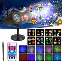 Christmas Projector Lights Outdoor Holiday Projector Lights, 2-in-1 Moving Patterns with Ocean Wave LED Projector Lights RF Remote Waterproof Outdoor Indoor Decorative Light for Yard Holiday Party