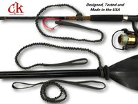Campingandkayaking Made in The USA! NO Hook & Loop to Fail! Paddle Leash with a 2 Rod Leash Set, 3 Black Leashes Total Plus 1 Carabiner.