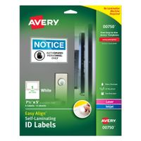 Avery Professional Grade Self-Laminating Water Resistant ID Labels, 5" x 7.5", Pack of 5 (00750)