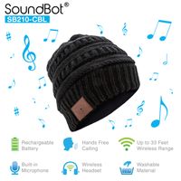 SoundBot¨ SB210 HD Stereo Bluetooth 4.1 Wireless Smart Beanie Headset Musical Knit Headphone Speaker Hat Speakerphone Cap,Built-in Mic (Cable/Black)