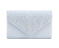 Nodykka Women Evening Envelope Handbag Party Bridal Clutch Purse Shoulder Cross Body Bag (light blue)