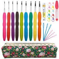 ZX vision Crochet Hooks Set,2mm(B)-6mm(J),Ergonomic Handles Crochet Hooks Needles for Arthritic Hands Soft Extra Loeedles for Arthritic Hands Soft Extra Long Crochet Needles Great for Any Type of Yarn