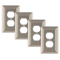 Pack of 4 Wall Plate Outlet Switch Covers by SleekLighting | Decorative Satin Nickel | Variety of Styles: Decorator/Duplex/Toggle / & Combo | Size: 1 Gang Duplex
