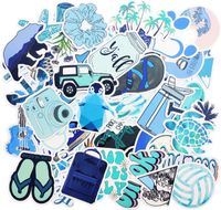 Cute Vsco Stickers for Water Bottles, 50 Pack Waterproof Laptop Stickers Trendy Aesthetic Stickers for Guitar, Laptop, Luggage, Skateboard, Stickers for Kids, Girls (Blue)