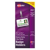 Avery AVE2921 Clear Heavy-Duty Clip Style Landscape Badge Holders, 2-1/4" x 3-1/2", Box of 50 (2921)