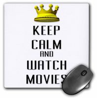 3dRose LLC 8 x 8 x 0.25 Inches Mouse Pad, Gold Crown Keep Calm and Watch Movies (mp_120910_1)