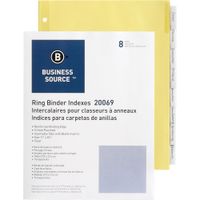Business Source Ring Binder Index Divider - Set of 8 Tabs - Clear