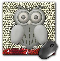 3dRose LLC 8 x 8 x 0.25 Inches Mouse Pad, Cute Owl with Big Eyes and Pretty Background (mp_108100_1)