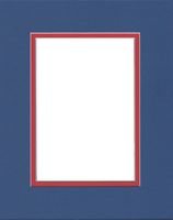 20x24 Royal Blue & Bright Red Double Picture Mats Bevel Cut for 16x20 Pictures