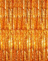 GOER 3.2 ft x 9.8 ft Metallic Tinsel Foil Fringe Curtains for Party Photo Backdrop Wedding Decor (5 Packs,Orange)