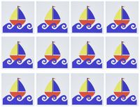 3dRose Little Boy Cute Blue Red Yellow Sailboat - Greeting Cards, 6 x 6 inches, set of 12 (gc_15412_2)