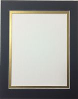 Pack of 5 11x14 Black and Gold Double Picture Mats Cut for 8.5x11 Pictures
