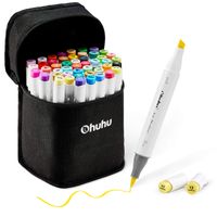 48 Colors Alcohol Brush Markers, Ohuhu Double Tipped (Brush & Chisel) Sketch Markers for Kids, Artist Art Markers, Adult Coloring and Illustration, Bonus 1 Blender, Great Women's Day Gift Idea