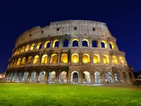 DZJYQ 6.5x5ft(2x1.5m) Gorgeous Dazzling Blue Sky Night Golden Lighting Ancient Rome Arena Green Grassland Holiday Tour Wedding Birthday Party Decoration Backdrop Photography Background 76