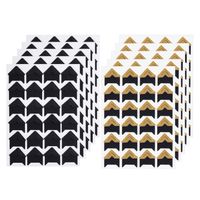Sumind 10 Sheets Photo Corners Self Adhesive Photo Mounting Sticker Paper Corner Stickers for Scrapbooking Album Dairy, Black and Gold
