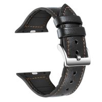 YOSWAN Compatible for Apple Watch Band Upgrade Leather Strap 38mm 40mm 42mm 44mm Replacement Wristband for iWatch Series 5 & Series 4/3/2/1 (38mm/40mm, Black)