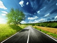 DZJYQ 6.5x5ft(2x1.5m) Sunny Blue Sky White Cloud Green Forest Tree Grass Road Children Baby Newborn Birthday Party Decoration Model Shooting Studio Props Backdrop Photography Background 187