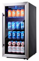 Phiestina PH-CBR100SP 96 Can Compressor Beverage Cooler Air-Cooled Refrigerator Stainless Steel & Glass Door with Handle