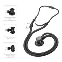 MDF Sprague Rappaport Dual Head Stethoscope with Adult, Pediatric, and Infant convertible chestpiece - Free-Parts-for-Life & - All Black (MDF767-BO)