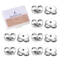 BEADNOVA 925 Sterling Silver Earring Backs Replacements Earring Backings Pierced Earring Back for Posts Secure Locking Earring Backs for Studs Butterfly Earring Nut Stopper(12 Pieces)