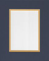 16x20 Navy Blue and Sun Yellow Double Picture Mat, Bevel Cut for 12x16 Picture or Photo