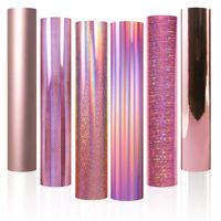 Rose Gold Vinyl,Holographic Opal Chrome Rose Gold Adhesive Craft Vinyl, Permanent Rose Gold Vinyl Sheets 12 Inch X 12 Inch ，6 Sheets for Cricut and Silhouette, Cameo,Rose Gold