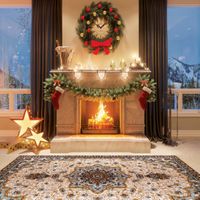 GoodsFederation 10x10ft Christmas Photography Backdrops Christmas Fireplace Photo Background for Christmas Party Customized Pictorial Cloth Winter Snow Photo Backdrops Studio Props SDJ-211