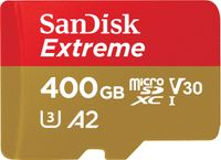 SanDisk 400GB Extreme microSDXC UHS-I Memory Card with Adapter - C10, U3, V30, 4K, A2, Micro SD - SDSQXA1-400G-GN6MA